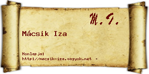 Mácsik Iza névjegykártya